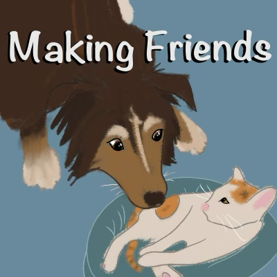 Dexter making friends with a cat
